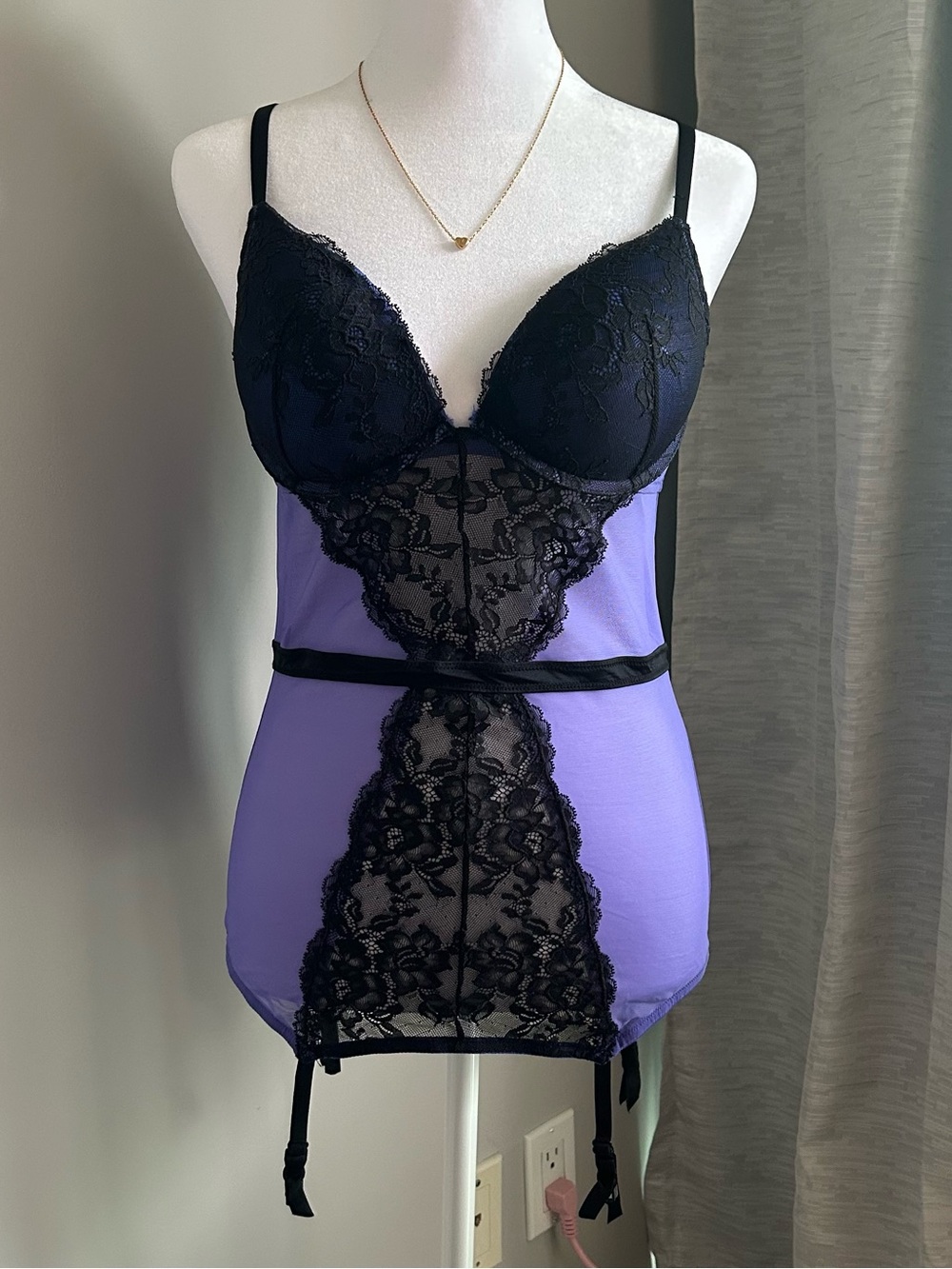 La Senza Lace Purple + Black Corset/Bustier